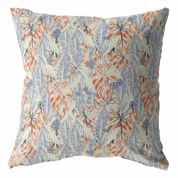 Palacedesigns 18 in. Orange & Lavender Tropics Indoor & Outdoor Zippered Throw Pillow PA3099139